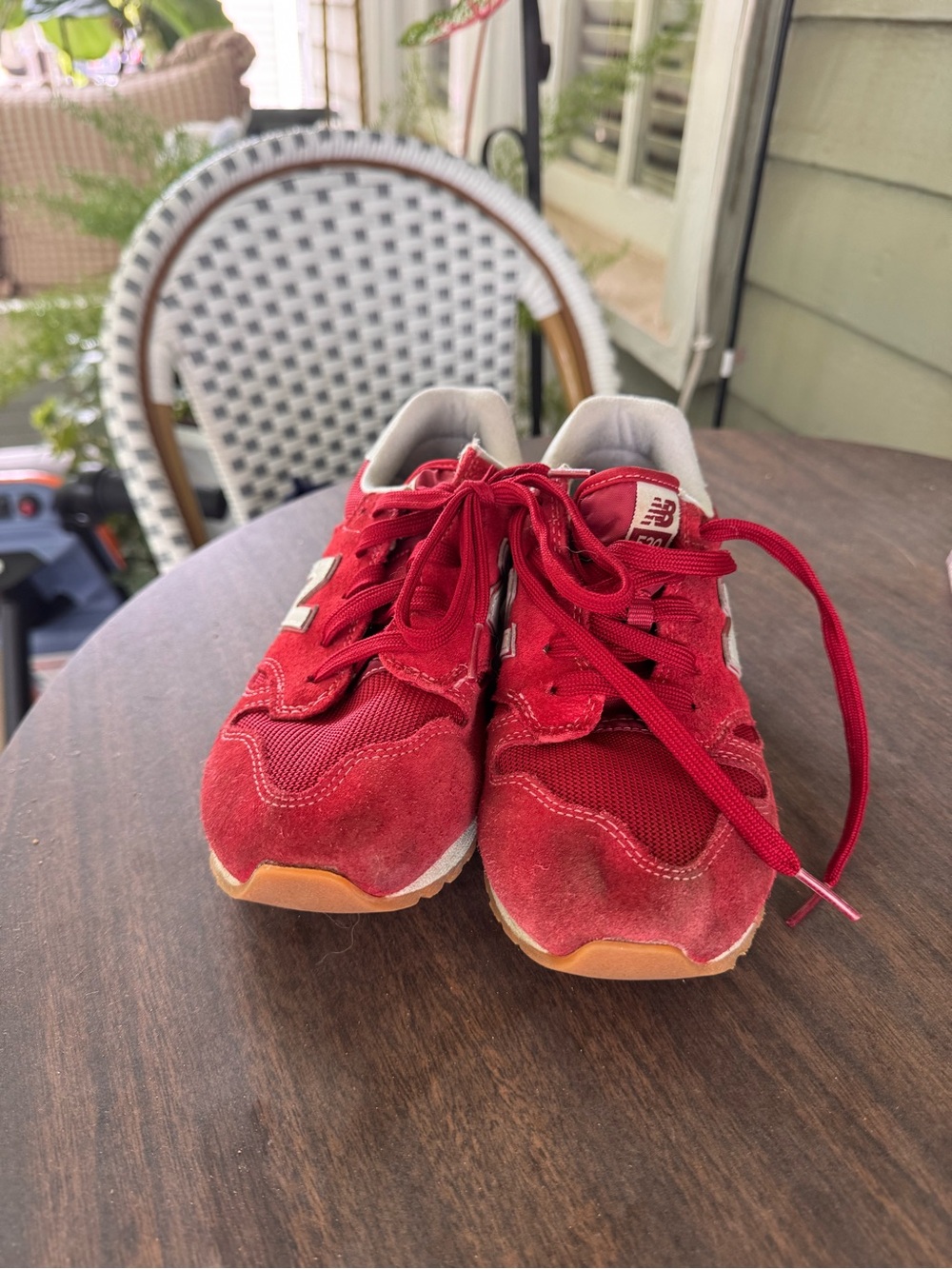New Balance Kids Red Suede & Mesh Sneakers